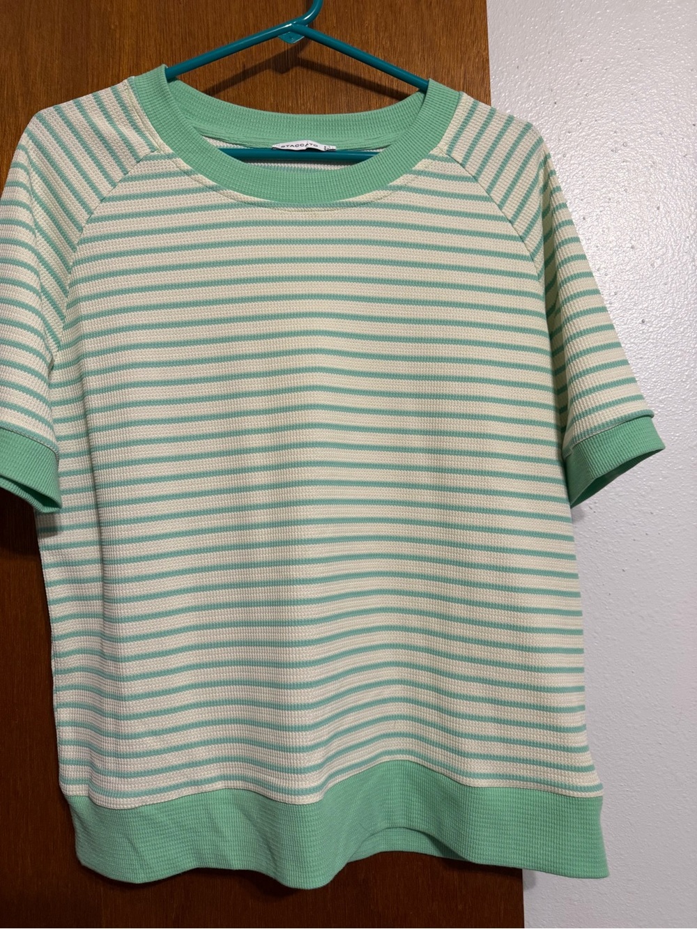 Staccato Mint & Cream Striped Short-Sleeve Top